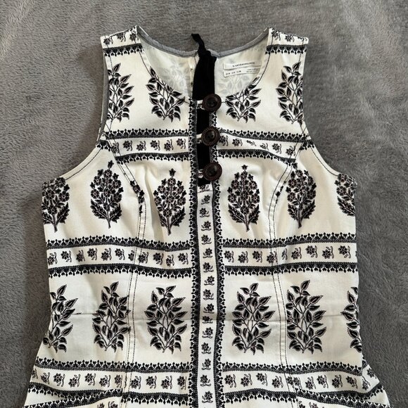 Anthropologie Woodblock Midi Dress Women's size 6 Cream Resort Vacation - Picture 3 of 9